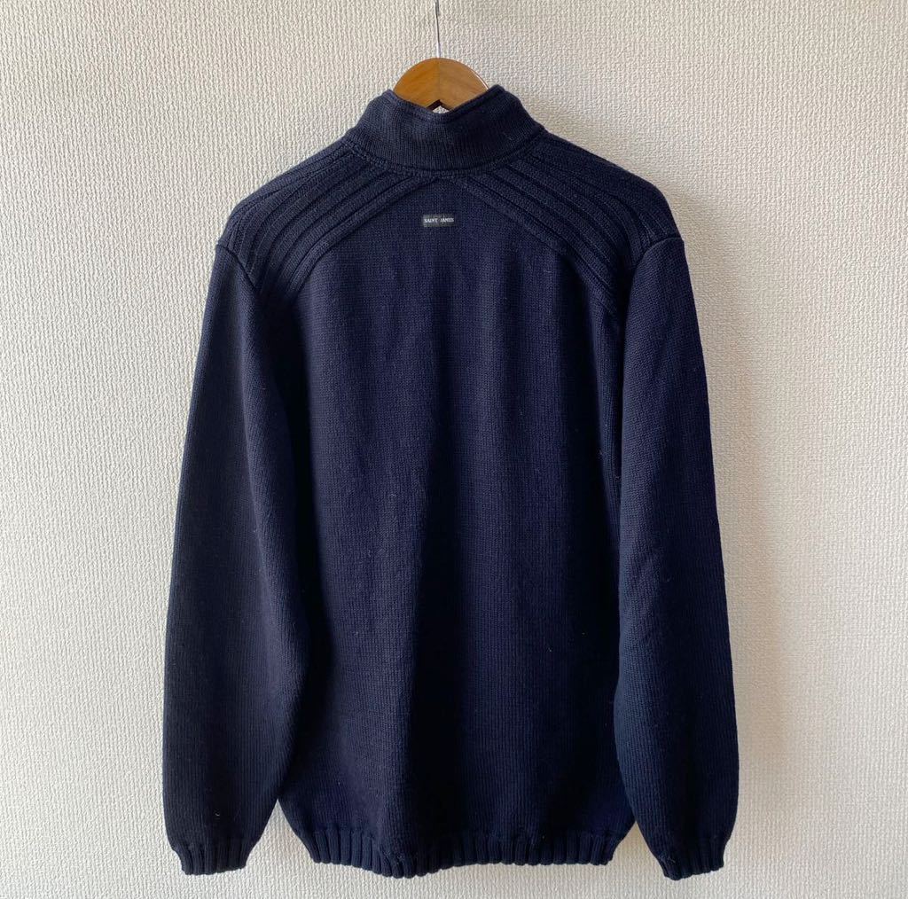 SAINT JAMES wool knitted sweater L St. James navy mok neck 