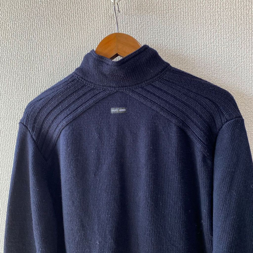 SAINT JAMES wool knitted sweater L St. James navy mok neck 