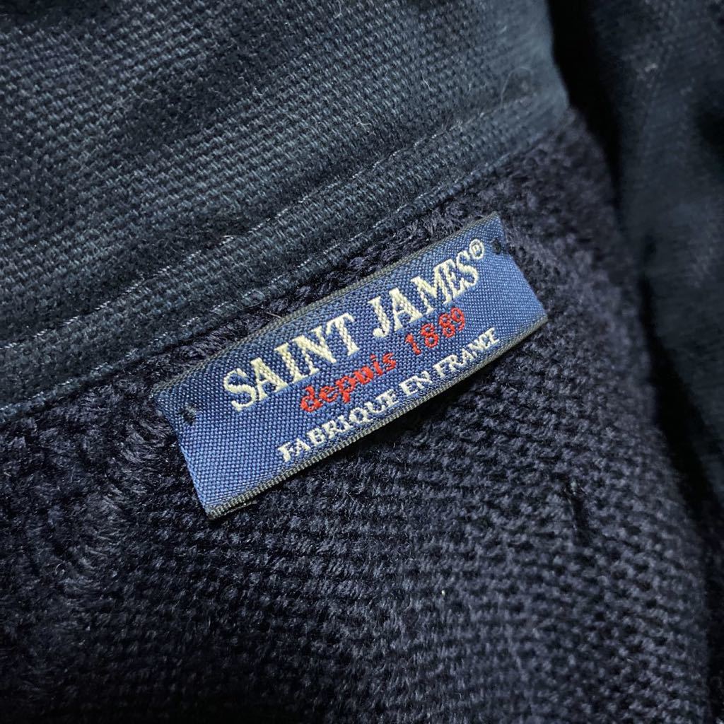 SAINT JAMES wool knitted sweater L St. James navy mok neck 