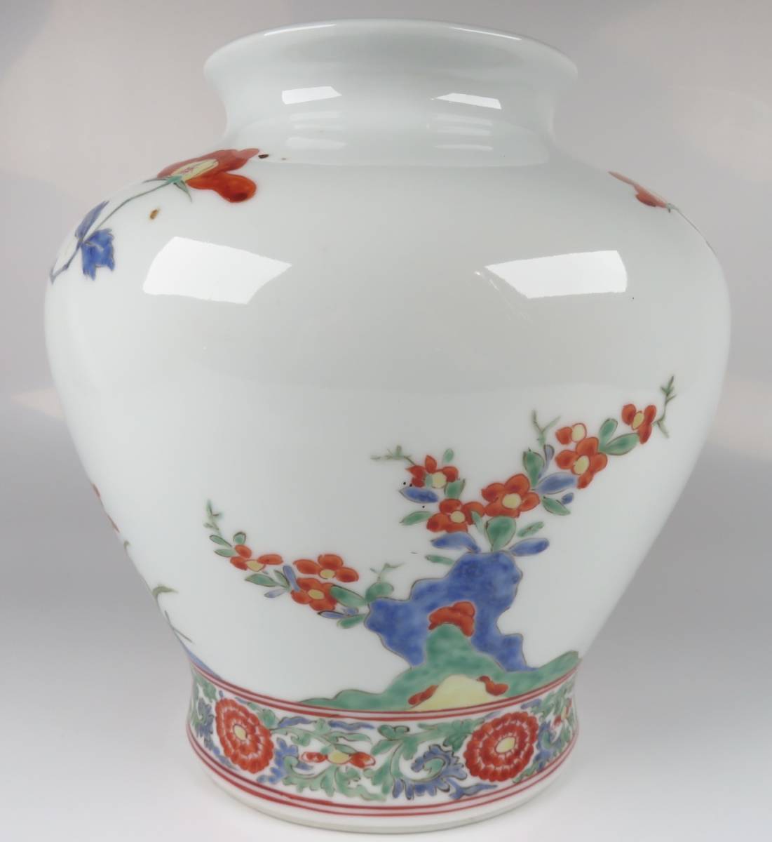 柿右衛門様式 色絵花鳥図花瓶 清風作 花器 花入 飾壷 細密絵付 骨董品 古美術品 作家 在銘 有田焼 高さ24cm_画像4