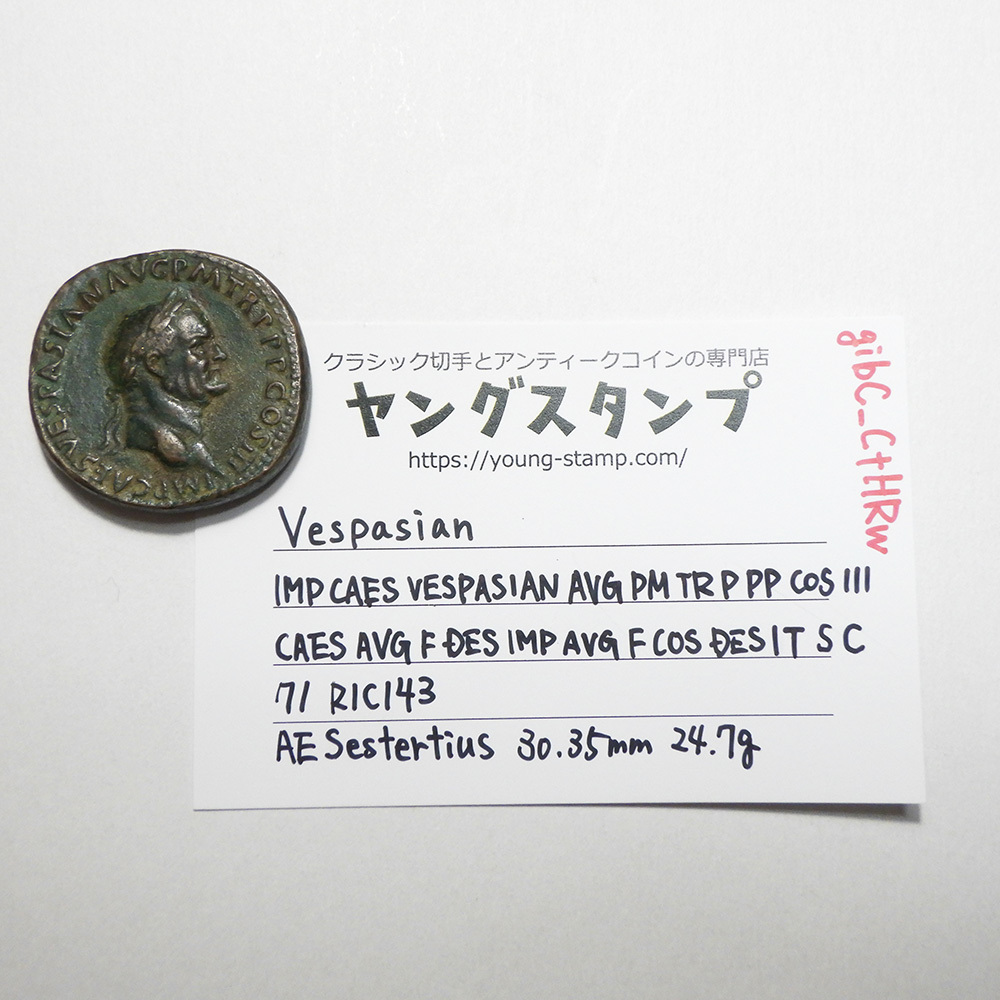 【古代ローマコイン】Vespasian（ウェスパシアヌス）クリーニング済 ブロンズコイン 銅貨 セステルティウス(gibC_CtHRw)_画像9