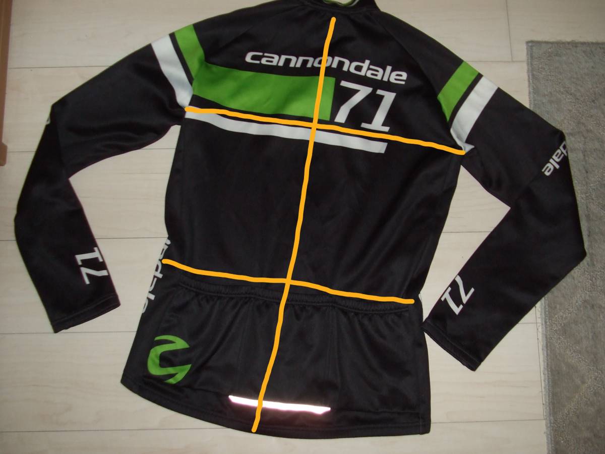 キャノンデールcannondale TEAM71　LGサイズ　ジップアップ長袖ジャケット／ジャージ　中古良品_測った個所