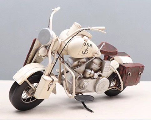 ★超レトロ１台★ハーレー 白 ヴィンテージバイク オートバイ インダストリアルスタイル モデル 装飾レトロ ビックサイズ 0419