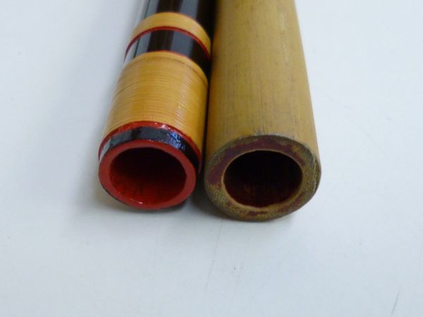 G145-N36-261 横笛 篠笛 2点 竹製 四 (45.8cm) 八 (36cm) 和楽器 現状品①_画像2