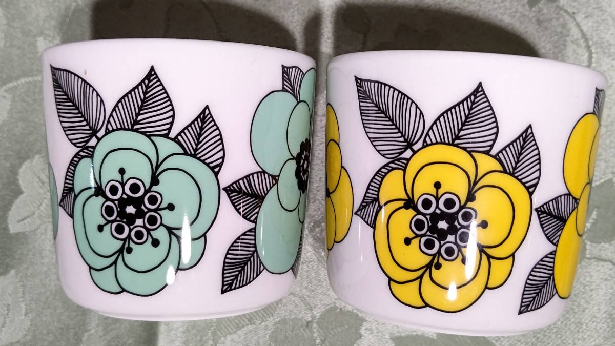 A　マリメッコ marimekko ラテマグ（7.6×7㎝）KESTIT（ケスティト）2個セット（イエロー＆グリーン）_画像2