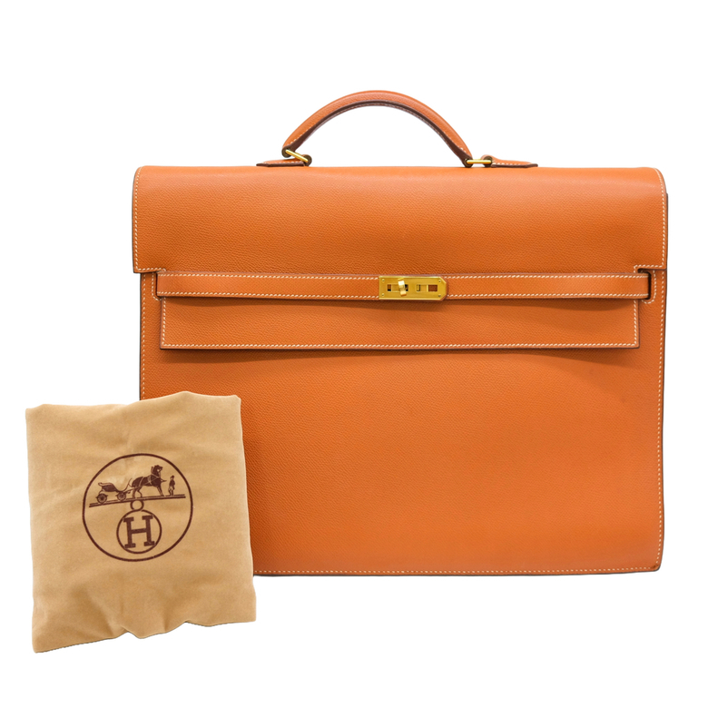 [ beautiful goods ]HERMES Hermes Kelly tepeshu38 document business bag briefcase Gold vo- Epson #*I