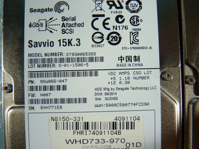 1OZN // 2個セット / NEC N8150-331 300GB 2.5インチ 15K SAS HDD 6Gb 15mm / Seagate ST9300653SS //NEC Express5800/R120e-2E取外//在庫2_画像3
