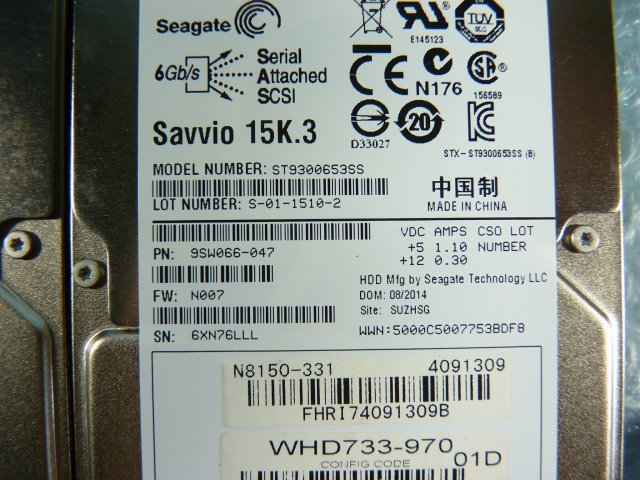 1OZP // 4個セット / NEC N8150-331 300GB 2.5インチ 15K SAS HDD 6Gb 15mm / Seagate ST9300653SS //NEC Express5800/R120e-2E取外//在庫6_画像5