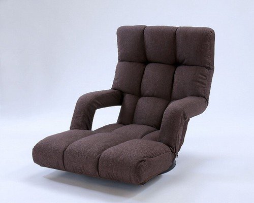 新品＠幅広ゆったり座椅子/ブラウン（肘掛け付き 360度回転 座椅子 座いす リクライニング ハイバック チェア）のサムネイル