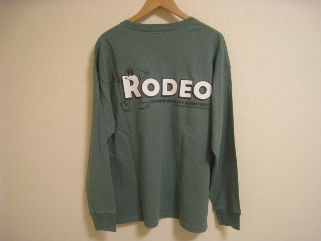 RODEO CROWNS ロデオクラウンズ ロングスリーブTシャツ 長袖 ロンT コットン100％ プリント ロゴ 緑 グリーン サイズM_画像3