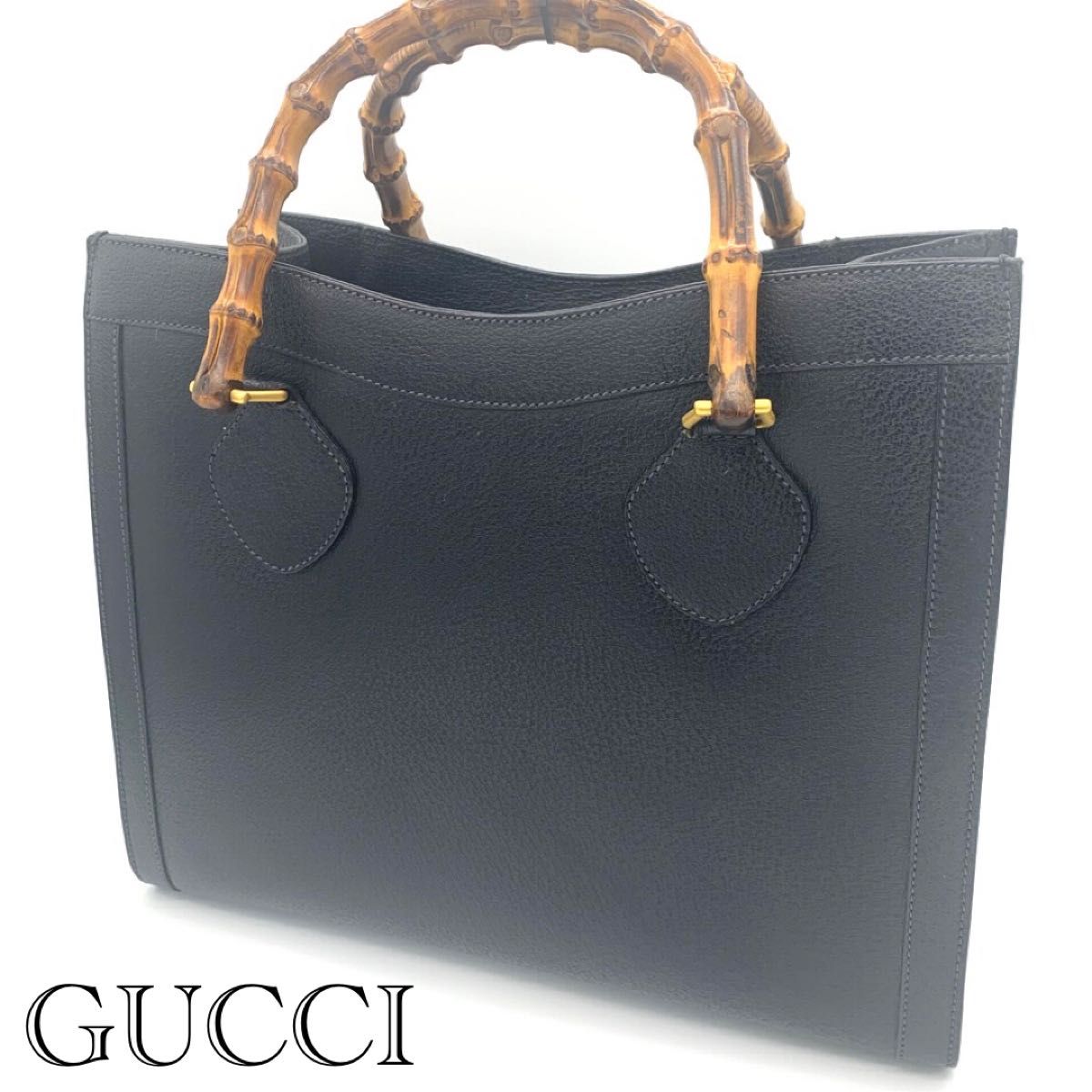 グッチ GUCCI ハンドバッグ トートバッグ レザー ブラック ダイアナ