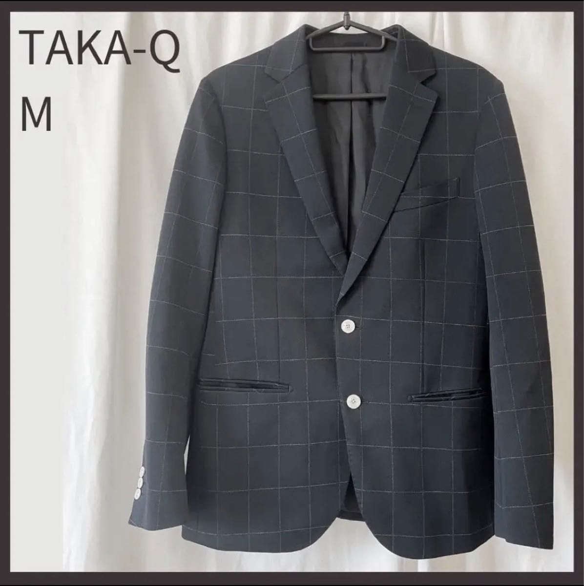 極美品 ブリッラ テーラードジャケット ウィンドウペン シルク/リネン 46 TAKA-Q タカキュー DRAW M ウィンドウペン柄 テーラード