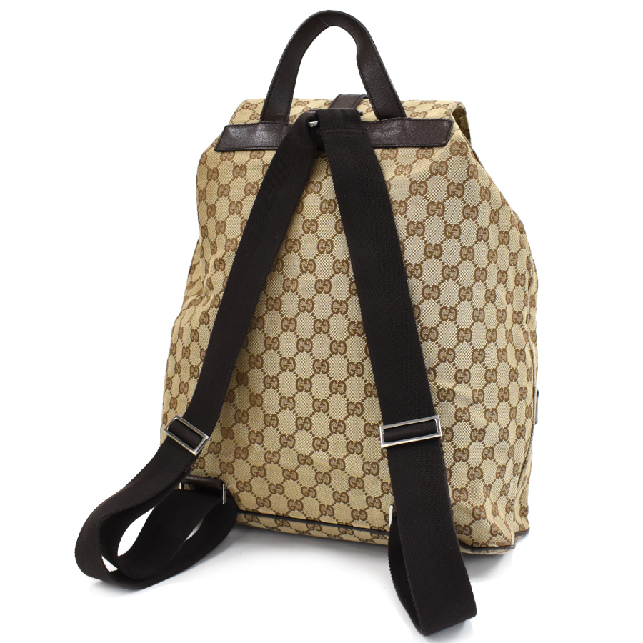 グッチ バックパック リュックサック 114551 ジャッキー GGキャンバス レザー ベージュ ダークブラウン GUCCI_画像4