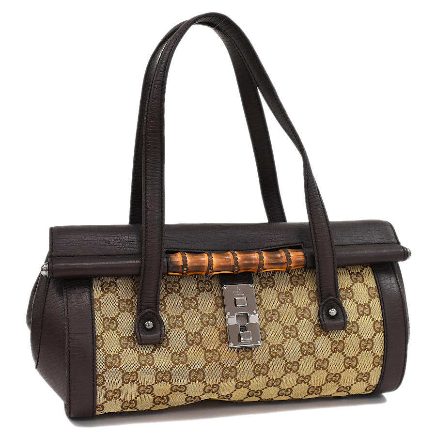 グッチ ハンドバッグ ショルダー 111713 バンブー GGキャンバス レザー ベージュ ブラウン GUCCI 1点限定_画像1