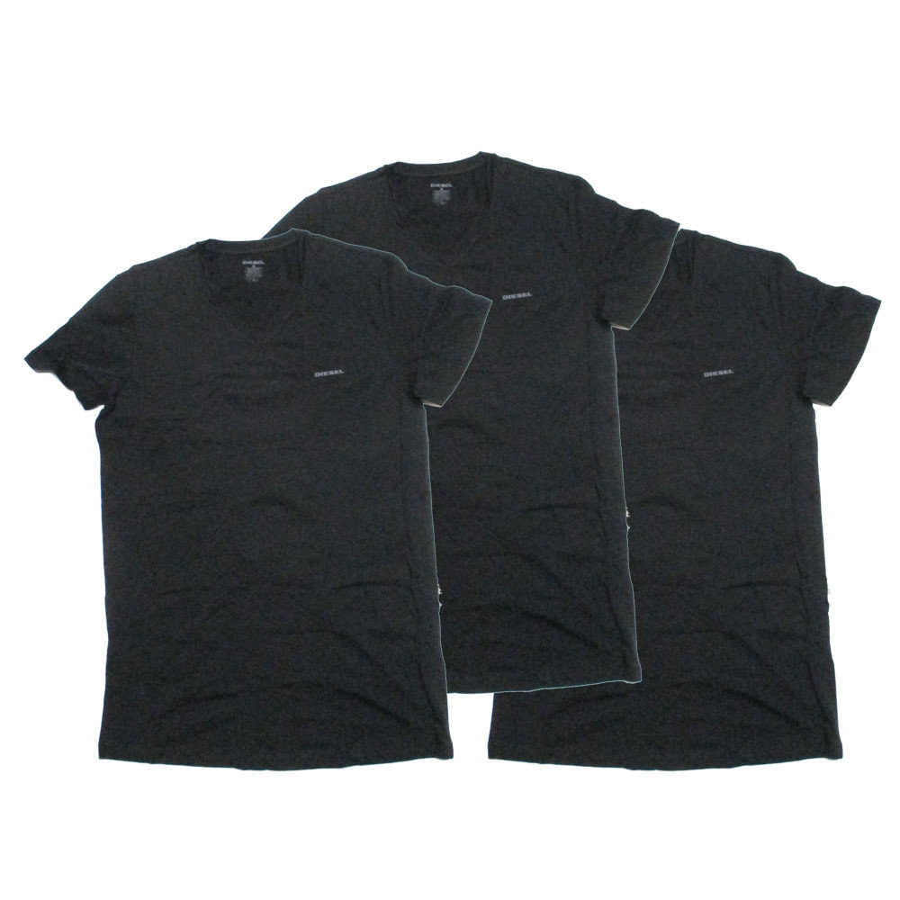 Tシャツ 3枚セット メンズ Vネック ブラック Ｌサイズ DIESEL ディーゼル SPDM/AALW 3PK/8301/送料無料メール便 箱畳む_画像1