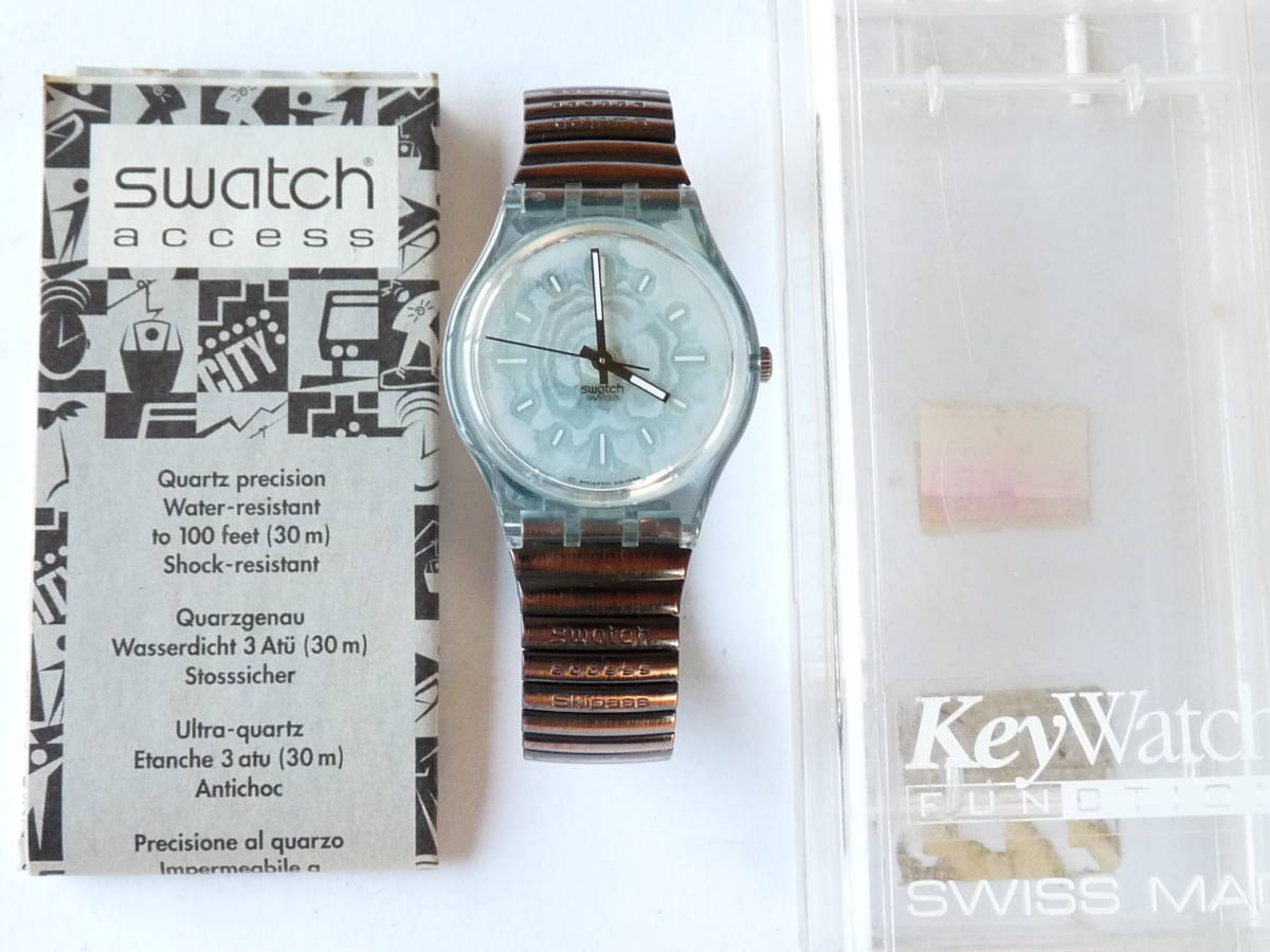 未使用電池交換済 美品 スウォッチ レギュラーモデル アクセス Swatch 1997年 Prospector 品番SKM100 変わった蛇腹ベルト ラージサイズ_画像9