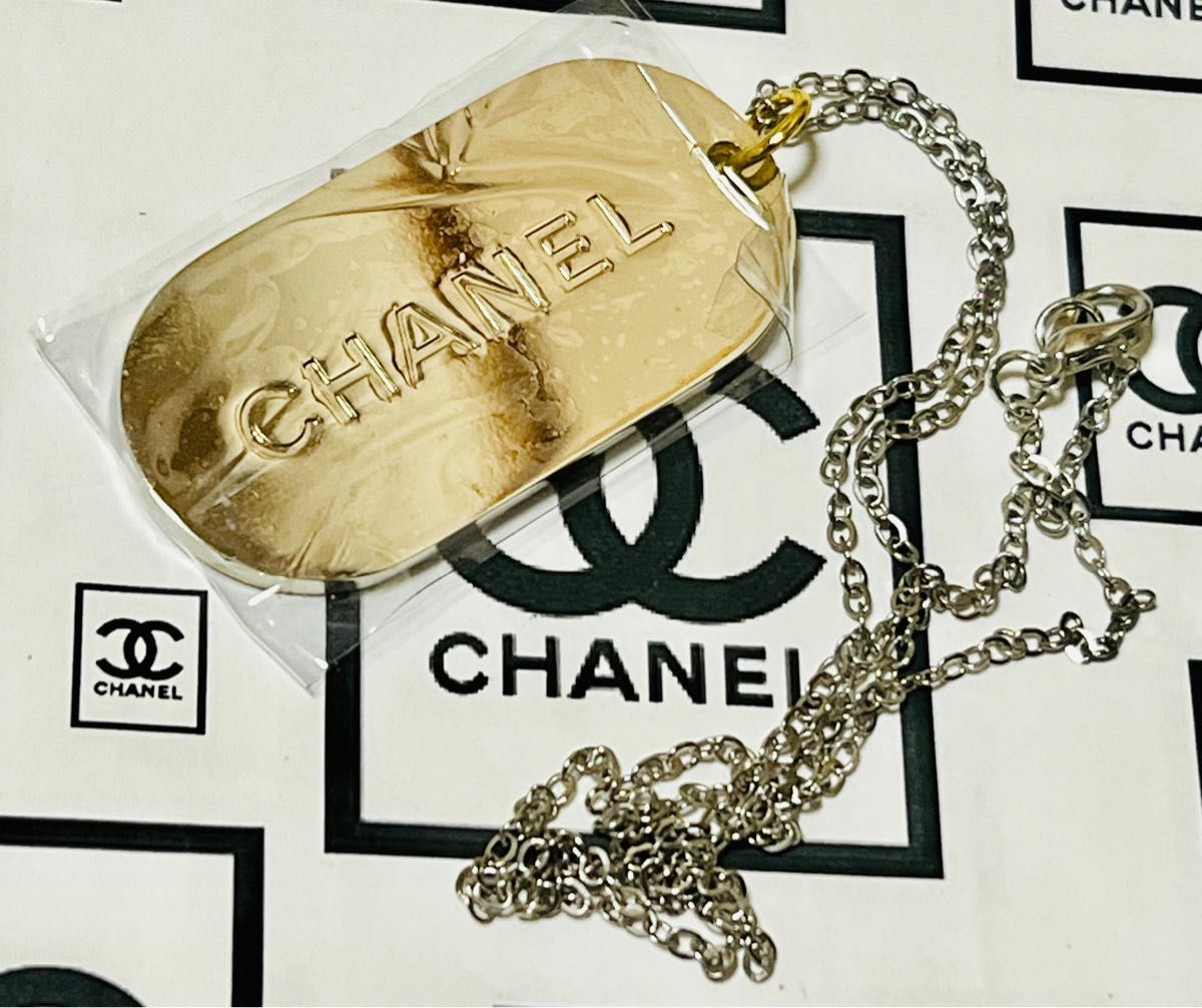 CHANELシャネル ヴィンテージ ロゴプレート ネックレス〈ノベルティ〉
