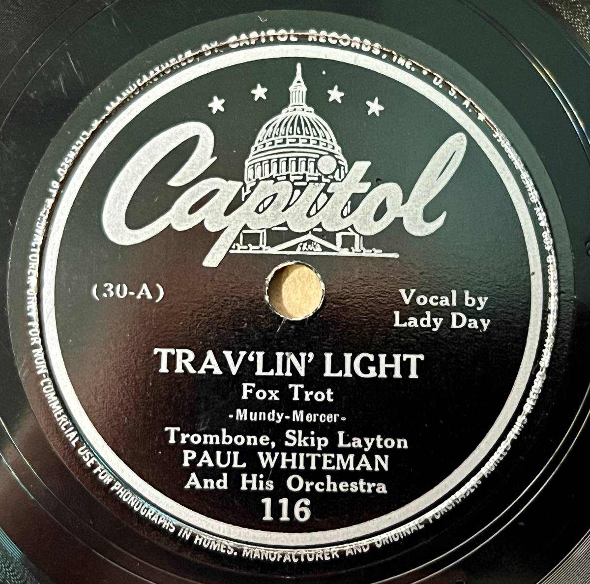 PAUL WHITEMAN w BILLIE HOLIDAY CAPITOL Trav’lin’ Light CLASSICS!!!