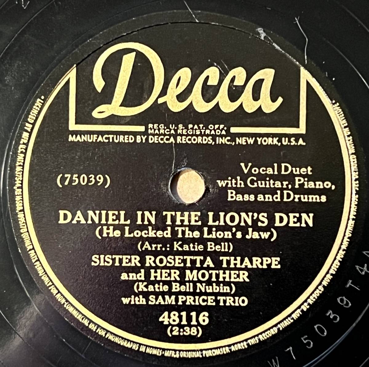 SISTER ROSETTA THARPE DECCA Ninety-Nine and A Half Won’t Do/ Daniel in The Lion’s Denの画像3
