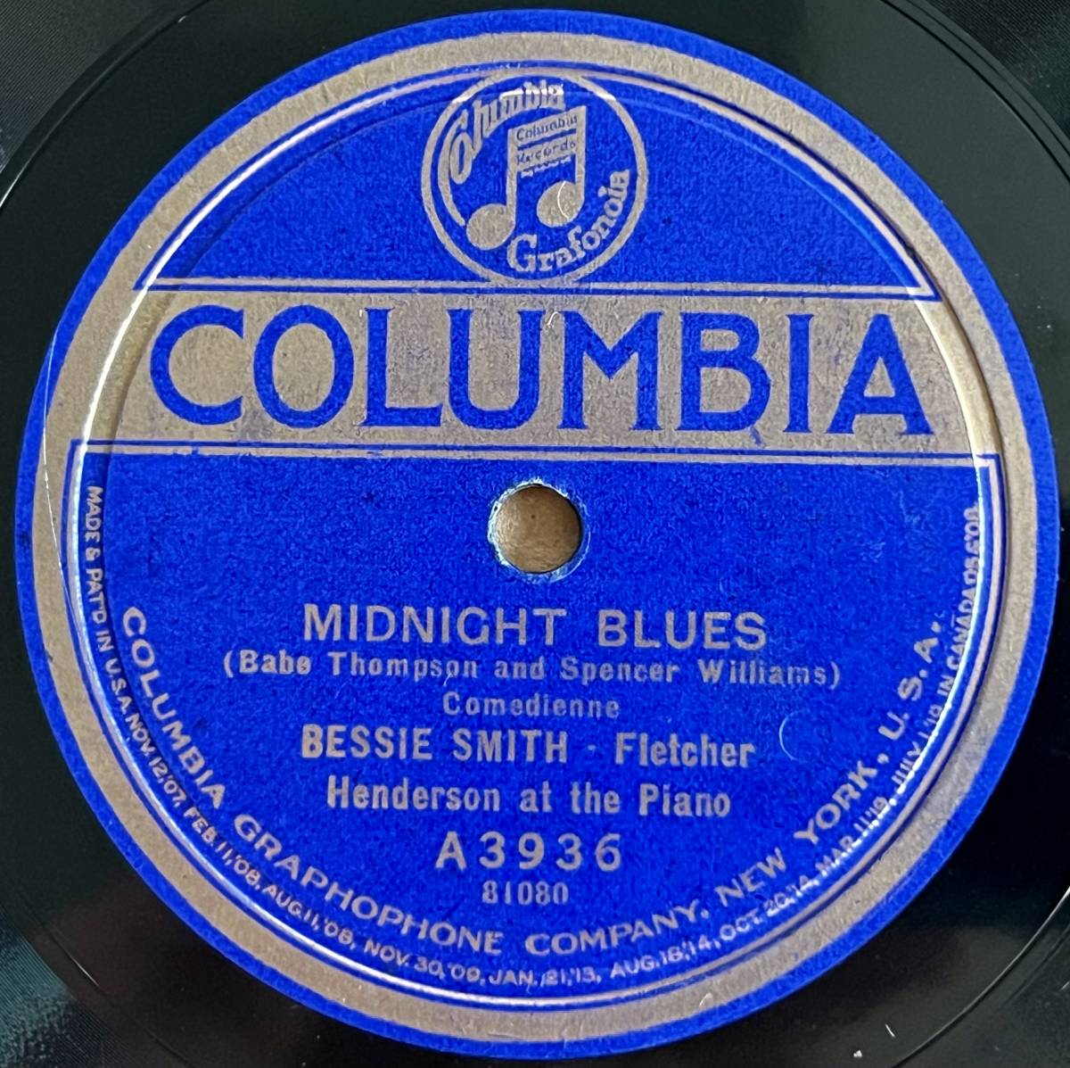 BESSIE SMITH COLUMBIA Midnight Blues/ Bleeding Hearted Blues