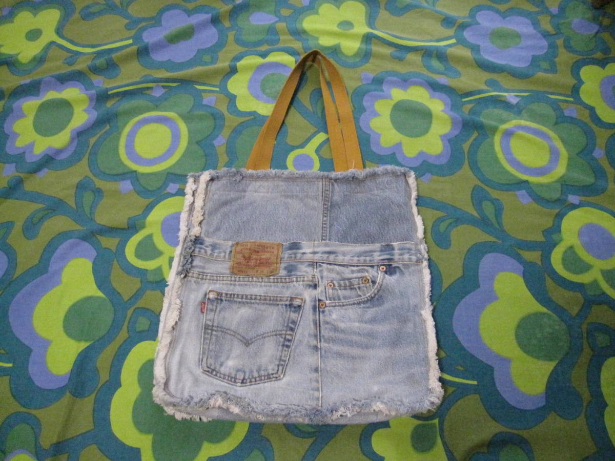 Levi's リーバイス 501xx デニム バッグ 41cm×40cm×6cm 肩掛けできます USED_画像1