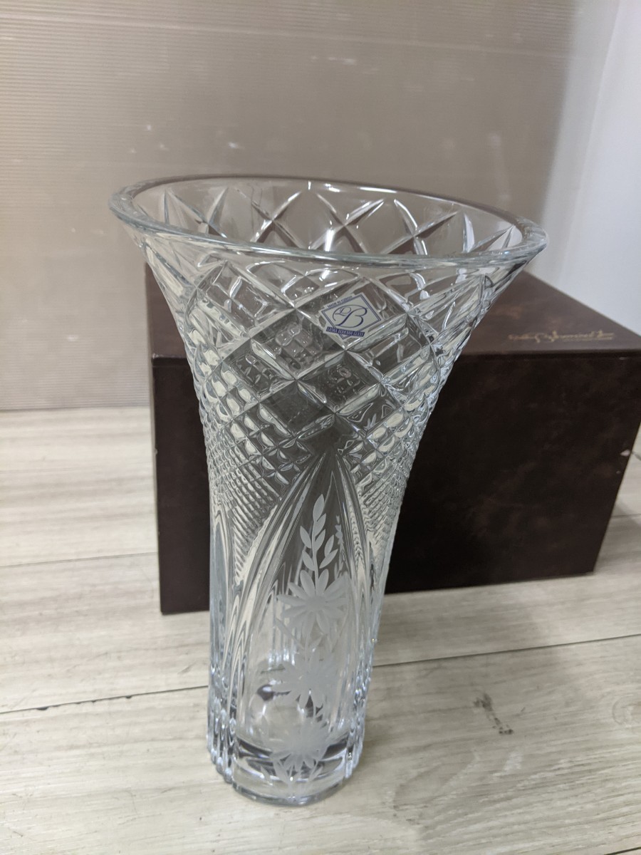  LASKA ラスカ SVLF-402 ボヘミアガラス 花瓶　口径約17cm 全高約30.5cm ボヘミアクリスタル_画像5