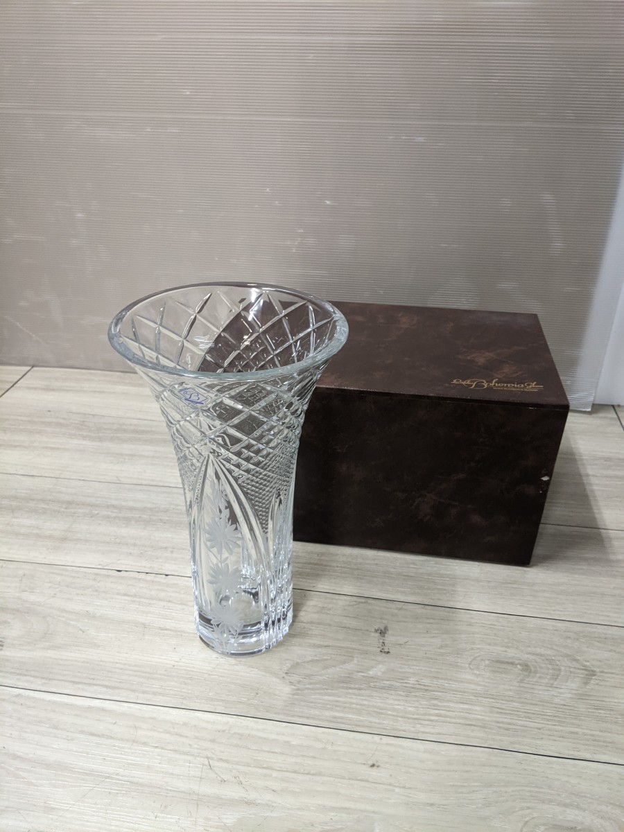  LASKA ラスカ SVLF-402 ボヘミアガラス 花瓶　口径約17cm 全高約30.5cm ボヘミアクリスタル_画像1