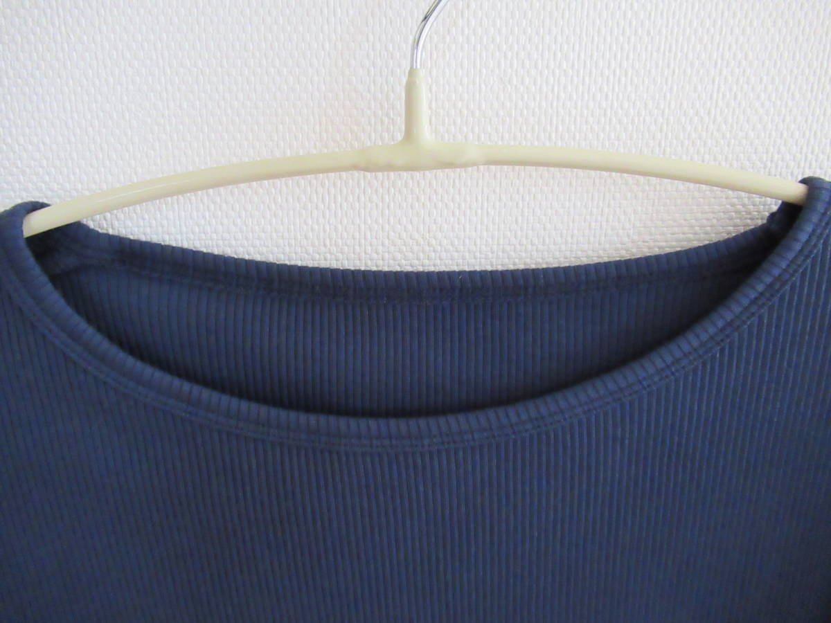 新品未使用♪　[無印良品]　2023　ストレッチリブ編み　クルーネック長袖Tシャツ　ブルー　XL　_画像5