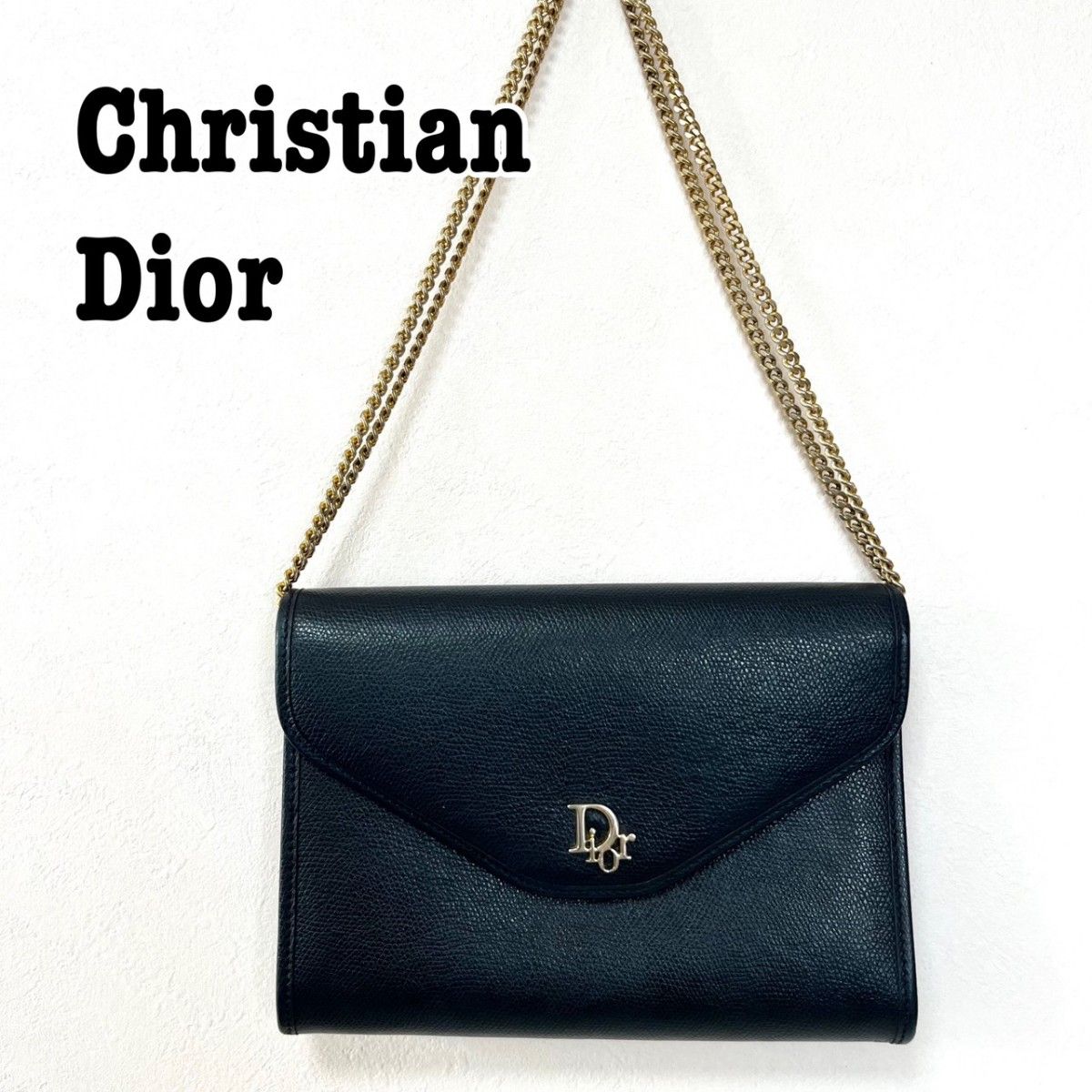 ChristianDior チェーンショルダー レザー メタルロゴ ミニショルダーバッグ ショルダーバッグ クリスチャンディオール