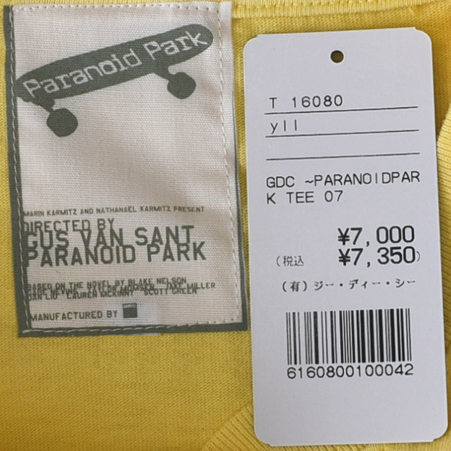 GDC ジーディーシー メンズ半袖Tシャツ Paranoidapark パラノイドパーク 黄 綿100% サイズM 送料無料 A093_画像6