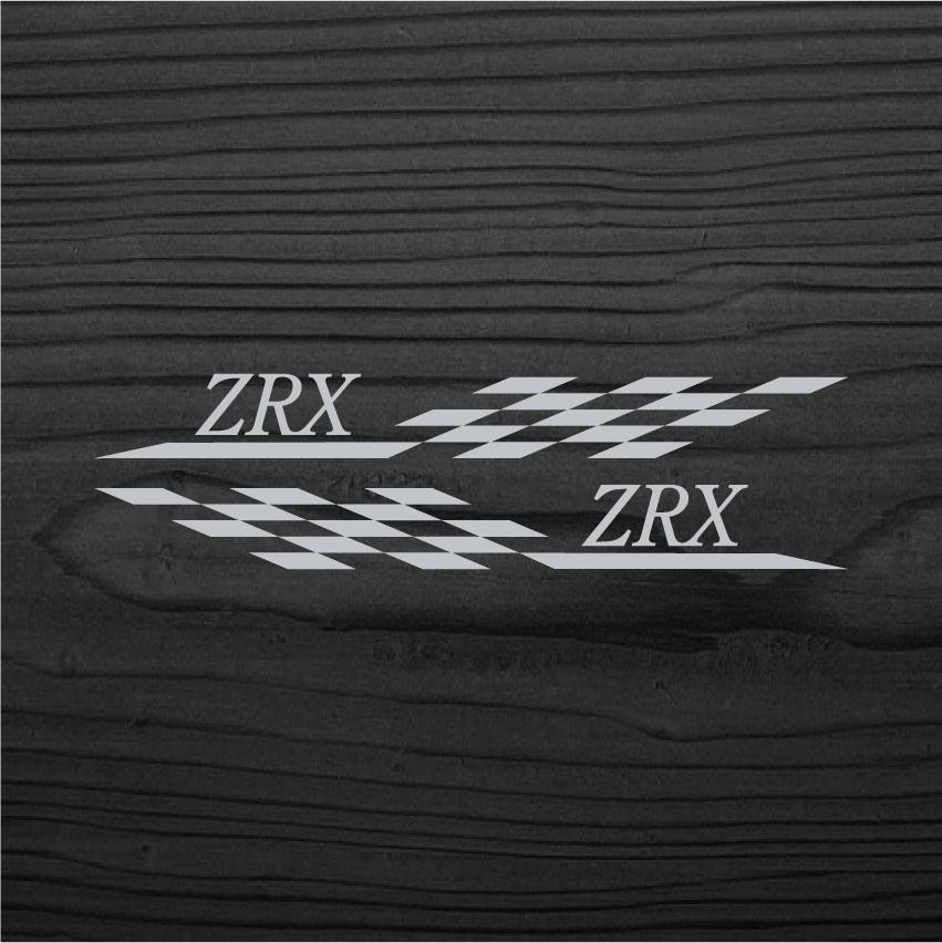 カワサキ ZRX チェッカーフラッグ カッティングステッカー 左右セット 銀色_画像1