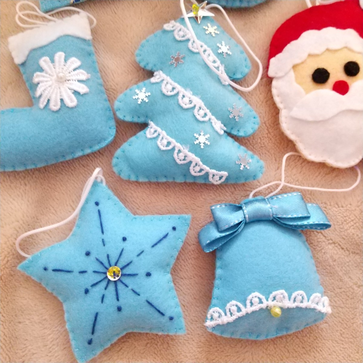 ハンドメイド 【ブルー系】クリスマスオーナメント フェルト ハンドメイド 【ブルー系】クリスマスオーナメント フェルト
