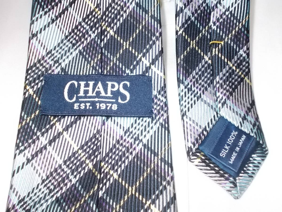 a260*CHAPS necktie * silk 100% made in Japan chaps necktie check pattern 5J