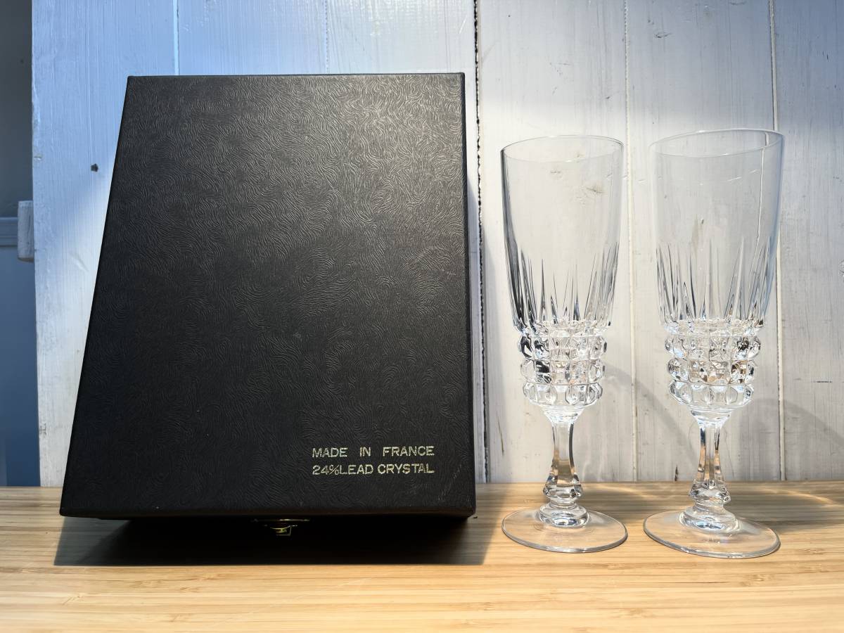 【保管品】フランス製　ペア　シャンパングラス　クリスタルグラス　KAMEI GLASS_画像2