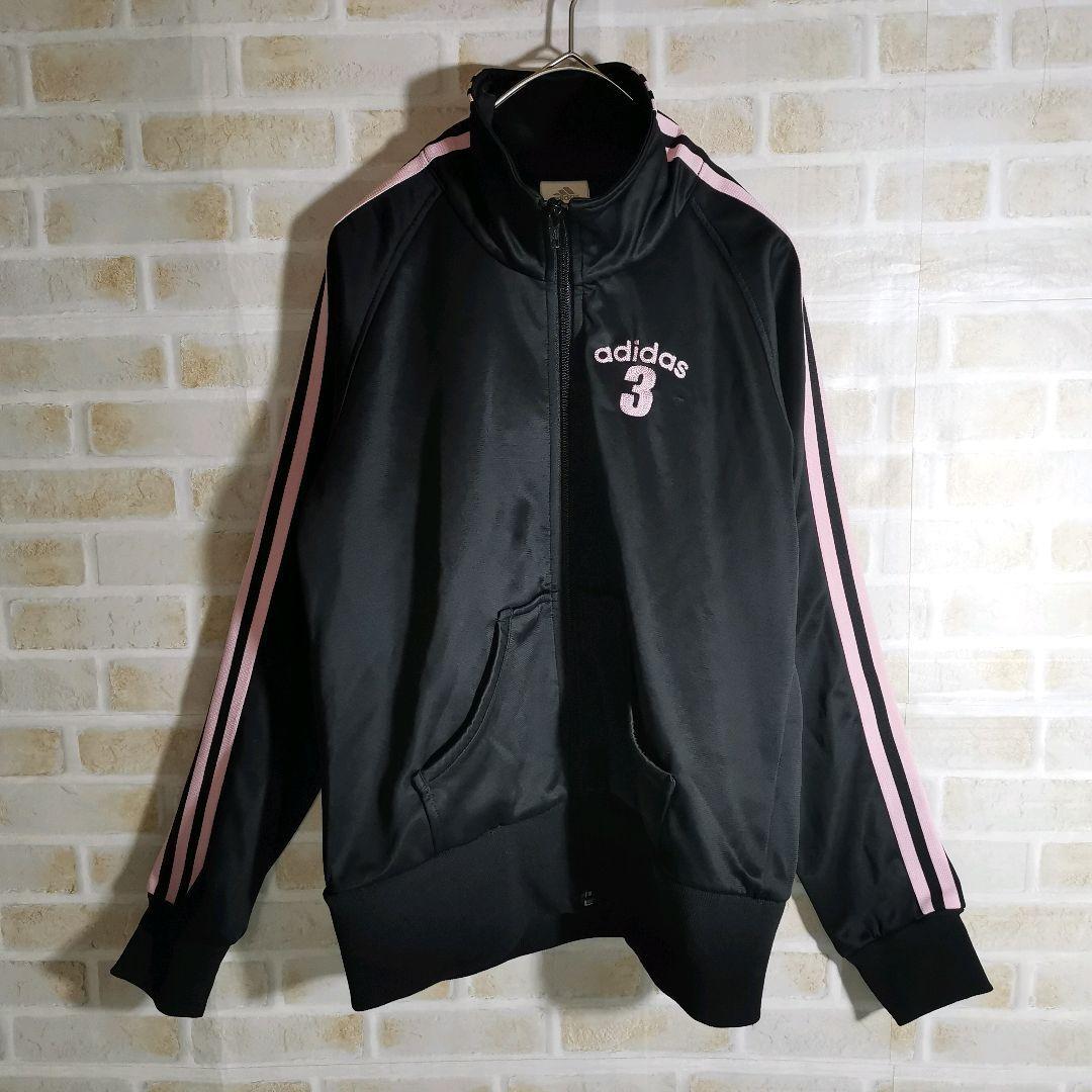 中古】 adidas アディダス トラック ワンポイント 黒 ジャージ