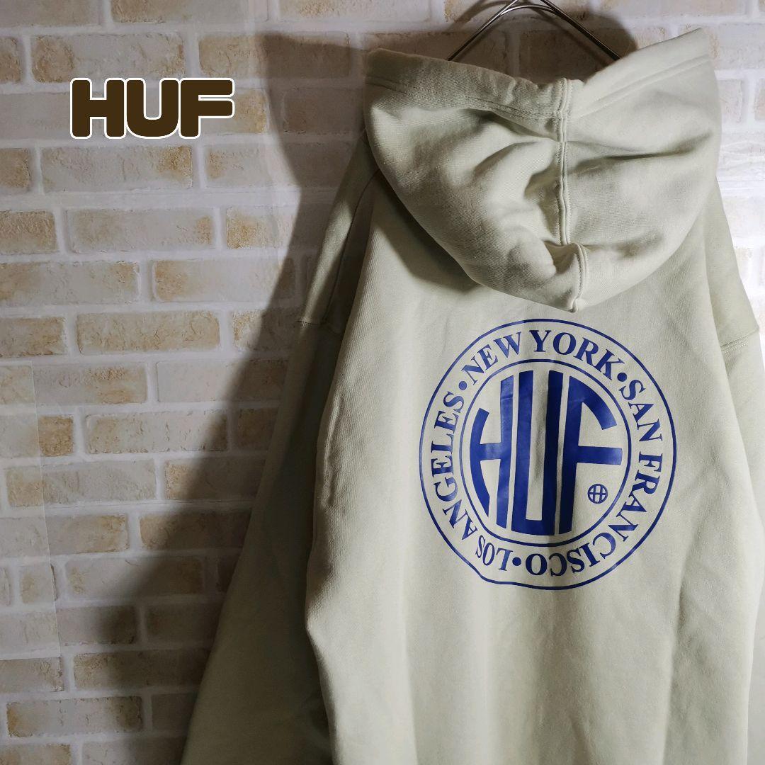 HUF ハフ パーカー プルオーバー くすみ カラー タグ付き デザイン◎_画像1