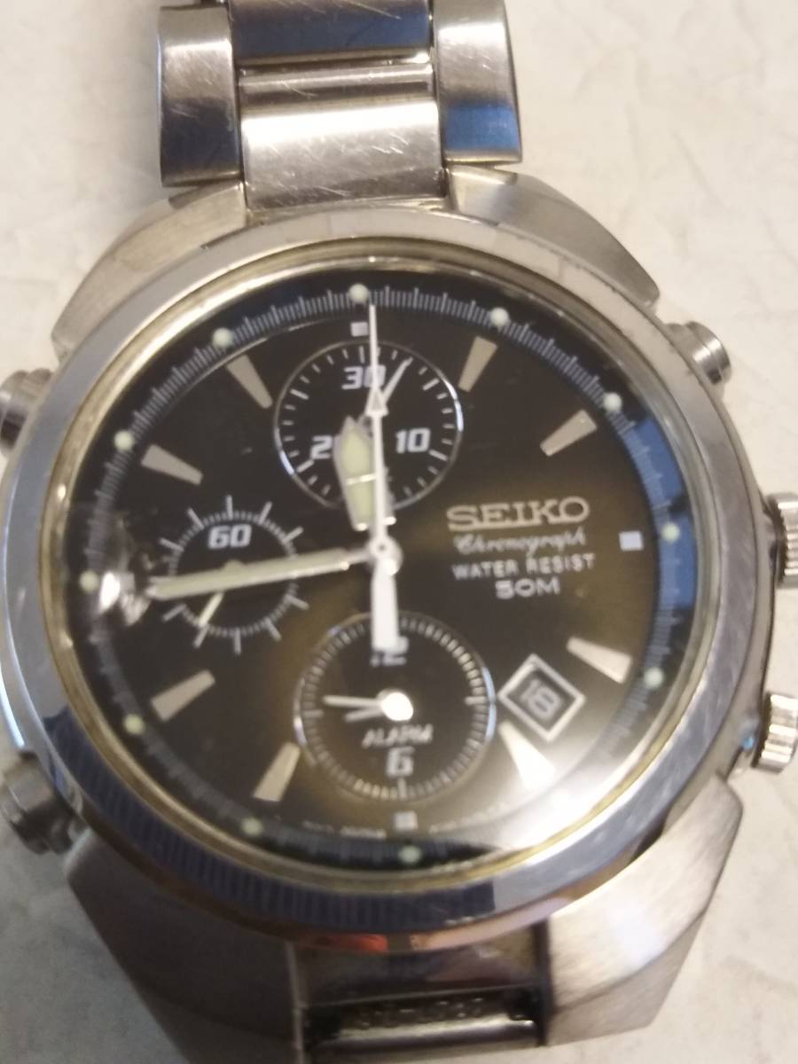 SEIKO クロノグラフ クォーツ 腕時計 スモセコ 7T32-7G00 メンズ-
