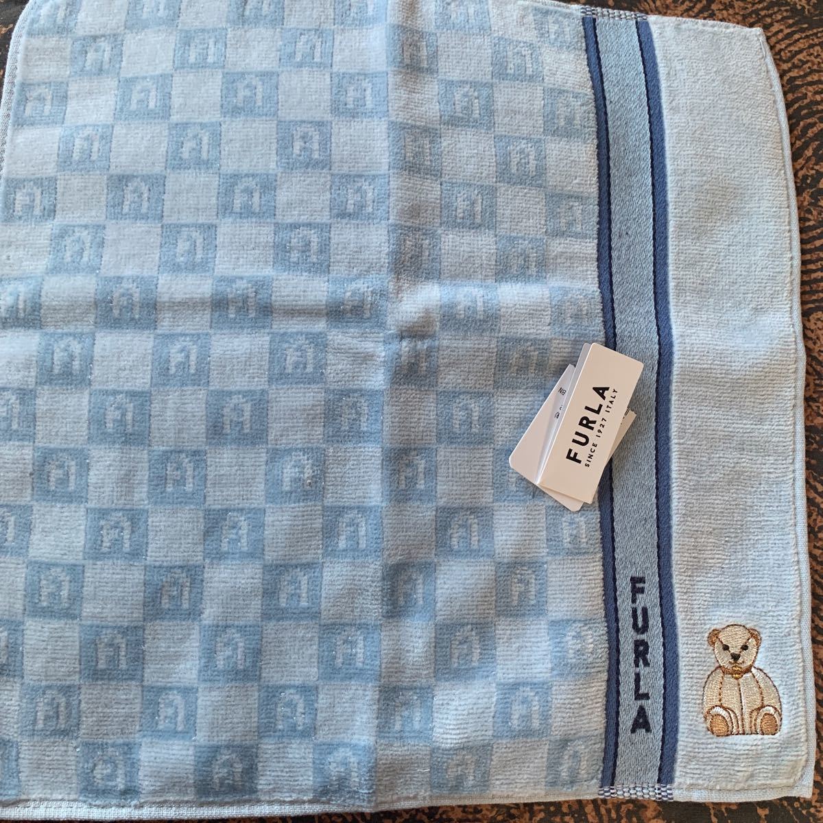 FURLA Furla towel handkerchie teddy bear embroidery unused 