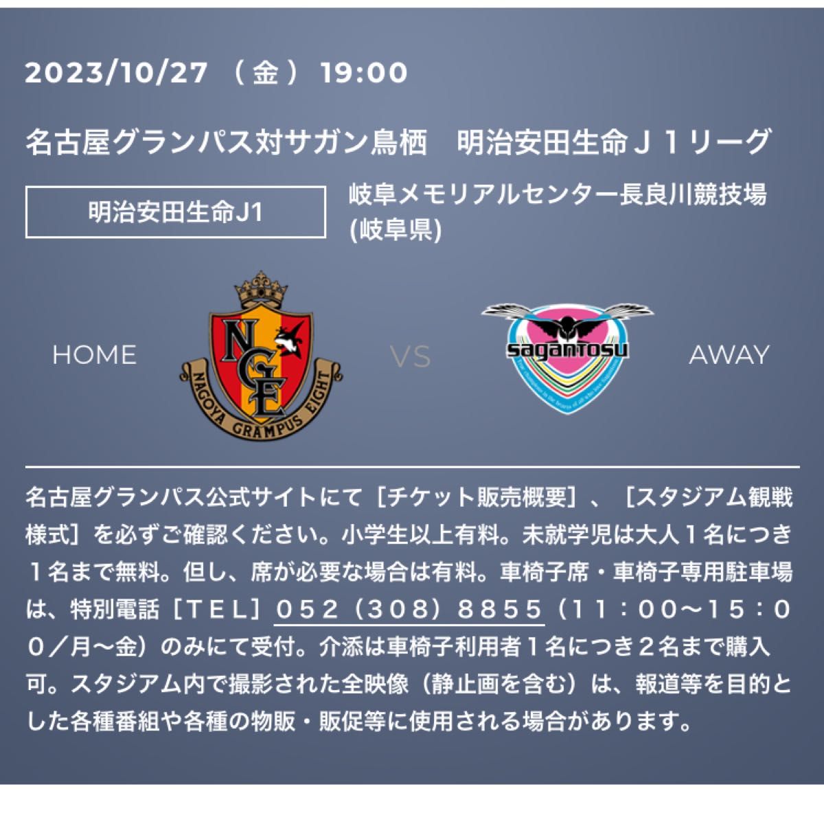 だいちゃん様専用 名古屋グランパス サガン鳥栖 S席 2枚セット｜Yahoo