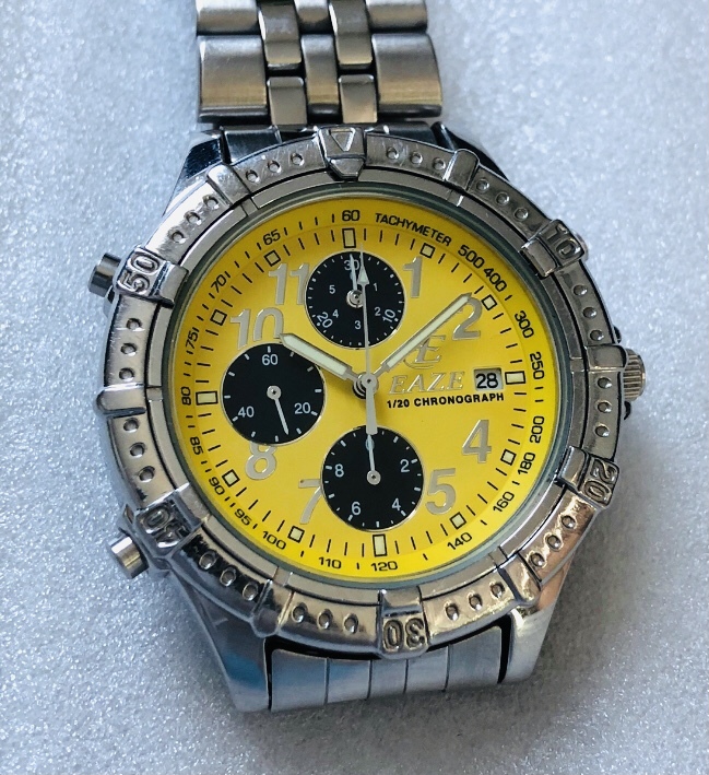 EAZE made in Japan 1/20 chronograph Maruman yellow yellow color screw back SEIKO YM55 bracele 7T clock Pilot watch liking also 