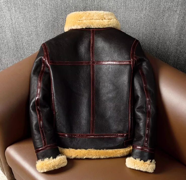 ○B-3 フライトジャケット ムートン 羊革+ウール 毛皮一体 男女兼用