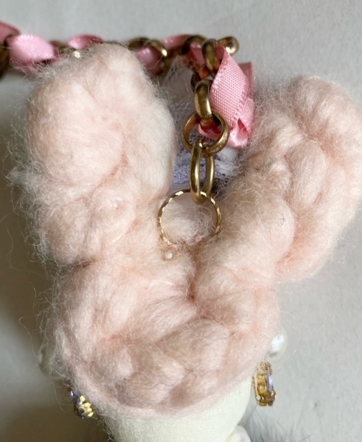 ◆ドールチャーム ファー付き ニットワンピース◆ハンドメイド バッグチャーム お人形 ピンク系 の画像8