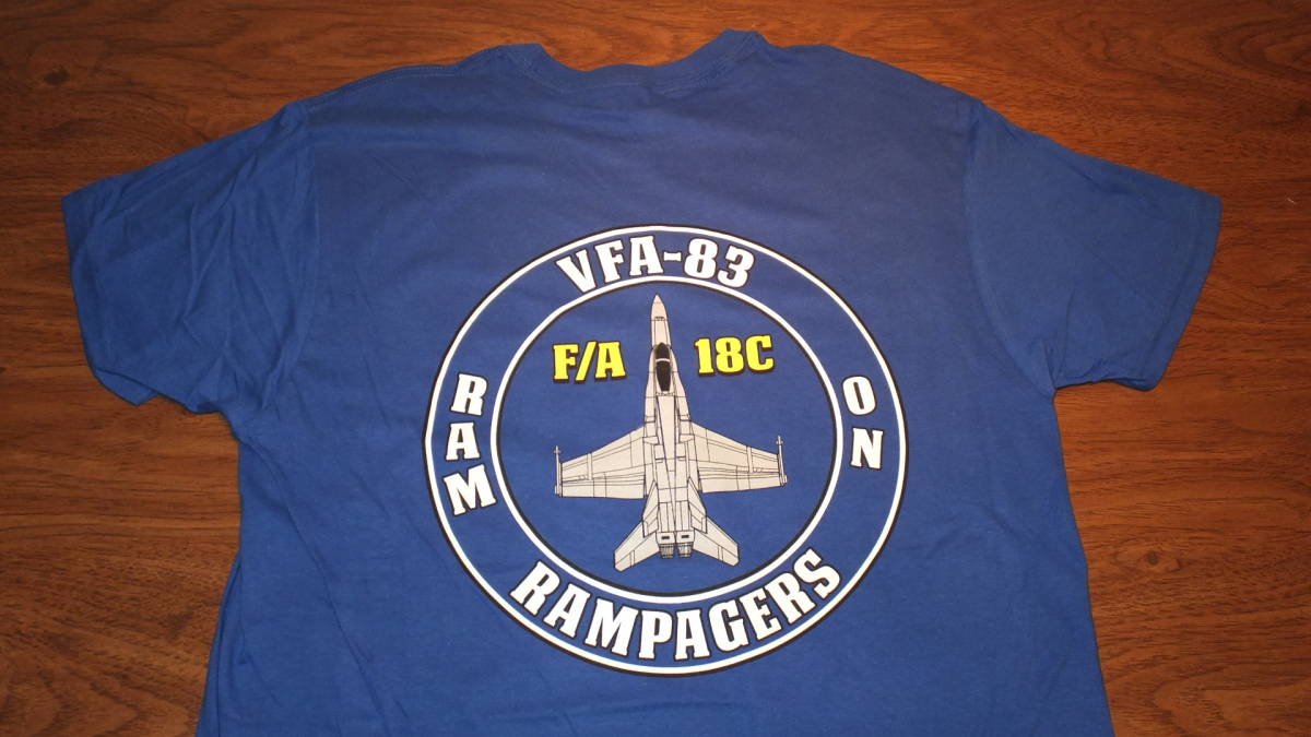 【VFA-83】Rampagers 米海軍オシアナ基地 F/A-18 CVW-7 TシャツサイズM 青コットン US Navy NAS OCEANA_【VFA-83】部隊オリジナルです。