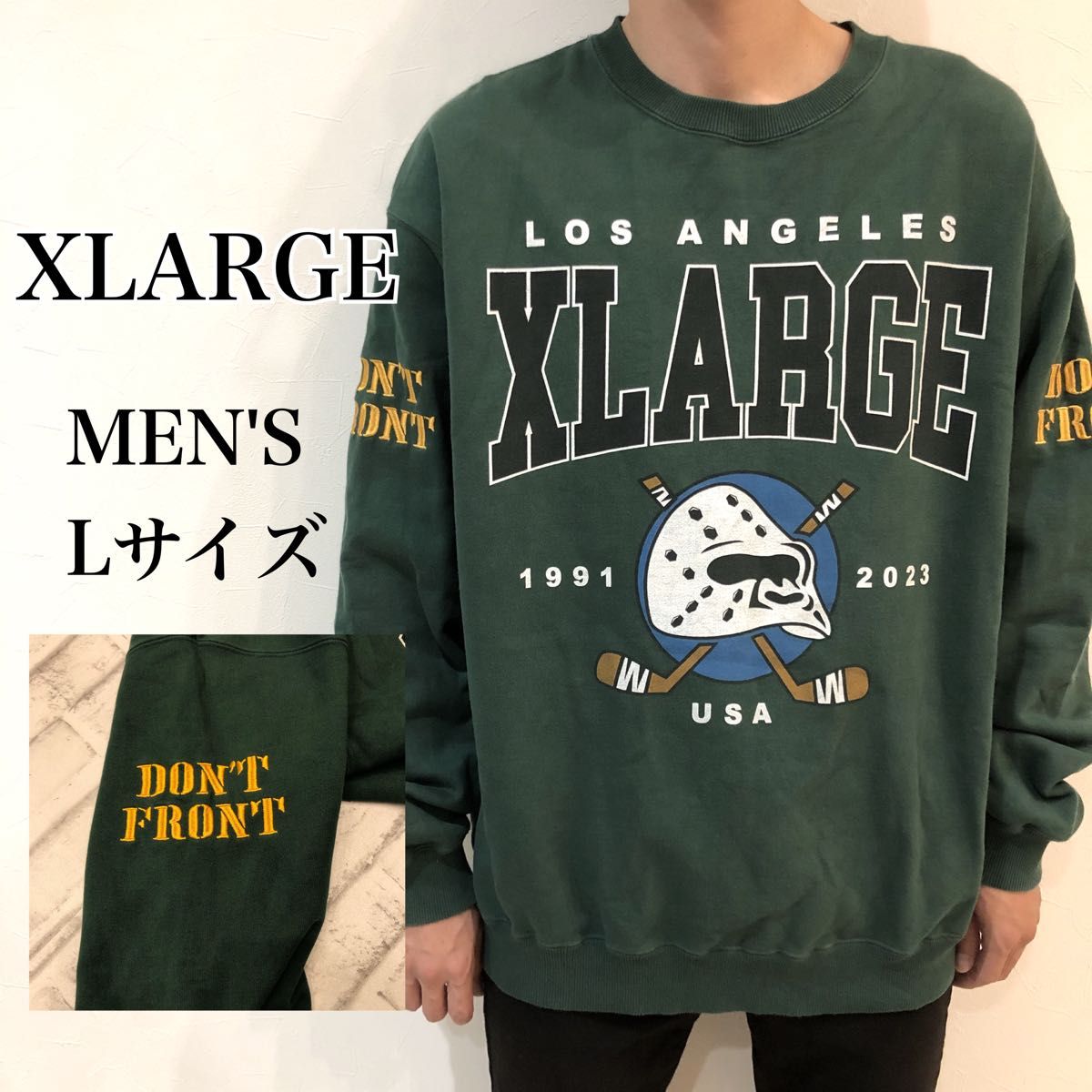 人気】XLARGE エクストララージ スウェット グリーン ホッケー L