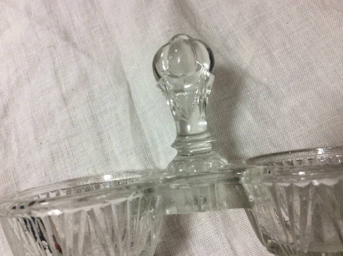フランス アンティーク ガラス ソルト&ペッパー 塩コショウ入れ ガラスの調味料容れ 薬味入れ 銀スプーン 小匙の画像8