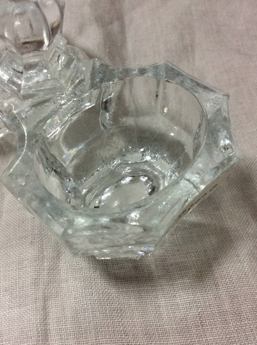 フランス アンティーク ガラス ソルト&ペッパー 塩コショウ入れ ガラスの調味料 薬味入れ 銀スプーン 小匙の画像10