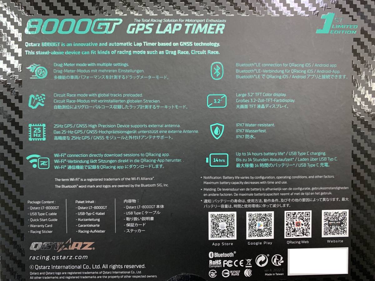 QSTARZ8000GT QSTARZ キュースターズ ラップタイマー Bluetooth Wi-Fi コース取り ポタリング 競技 時間 計測 GPS GNSS Laptimer_画像2