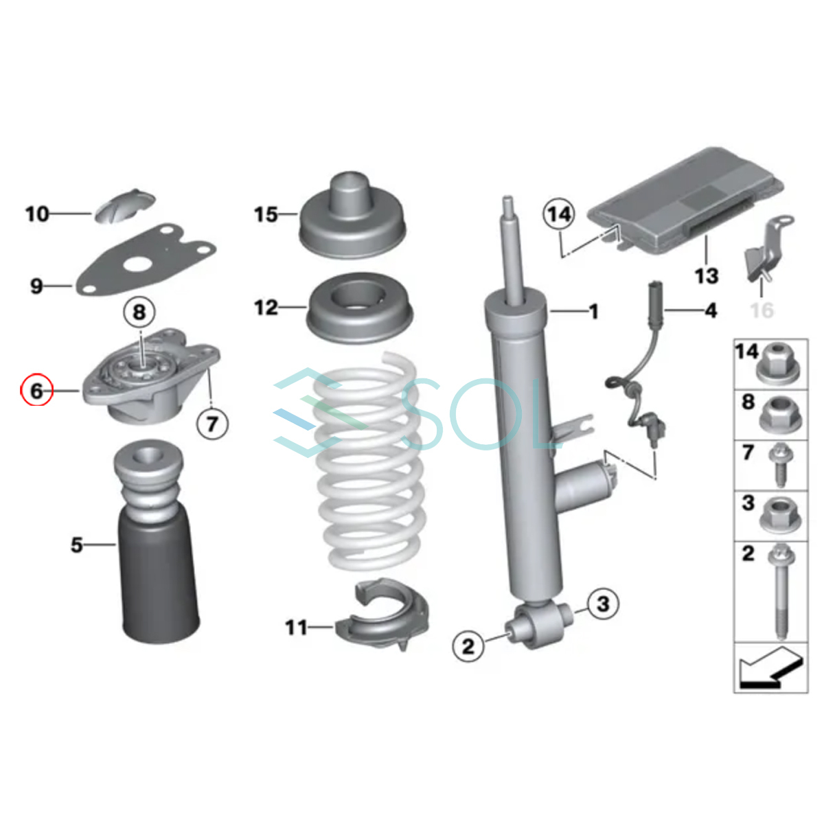 BMW F30 F31 rear shock upper mount left right set 318i 320i 320d 320iX 328i 330i 330e 335i 340i 33506791706 33506862725