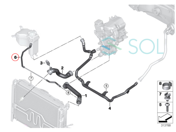 BMW E82 E87 エクスパンションタンク エア抜きホース ベンチレーションホース ベントホース 116i 118i 120i 17127565091 17117521785の画像3