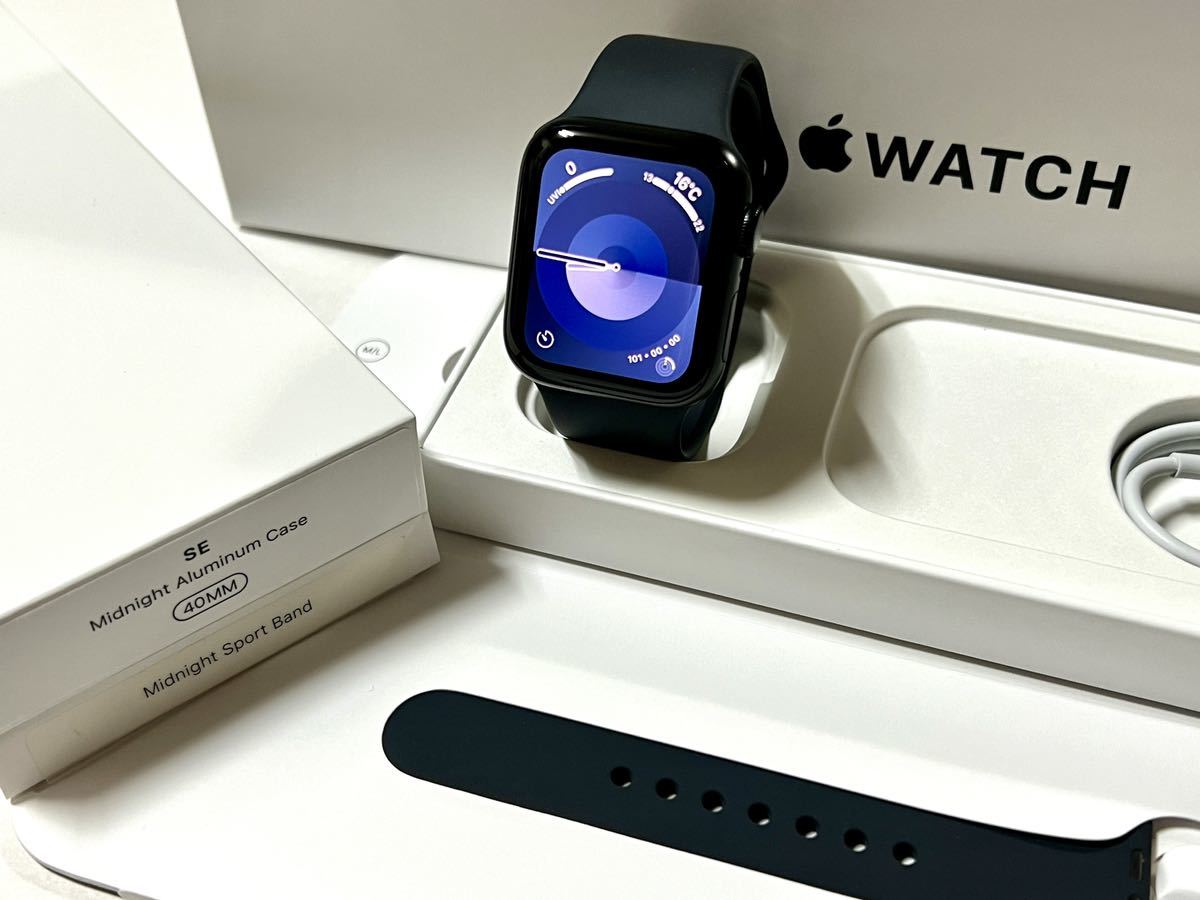 ★ 美品 バッテリー100% ★ Apple Watch SE 第2世代 40mm アップルウォッチ ミッドナイト アルミニウム GPS 純正品  製品保証あり ②